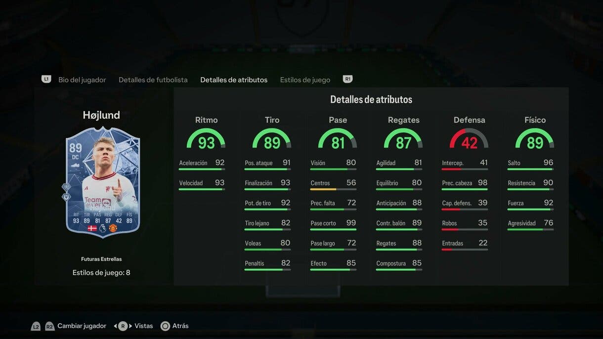 Stats in game Hojlund Future Stars EA Sports FC 24 Ultimate Team