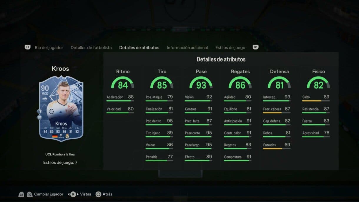 Stats in game Kroos RTTF EA Sports FC 24 Ultimate Team