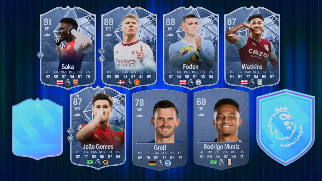 Diseño con las mejores cartas (como conceptuales) de Saka, Hojlund, Foden, Watkins, Joao Gomes, Grob y Rodrigo Muniz EA Sports FC 24 Ultimate Team