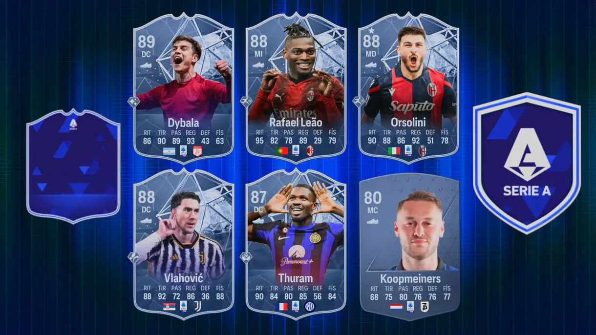 Diseño con las mejores cartas (como conceptuales) de Dybala, Leao, Orsolini, Vlahovic, Thuram y Koopmeiners EA Sports FC 24 Ultimate Team