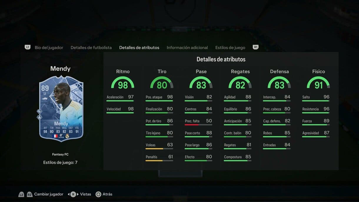 Stats in game Mendy Fantasy FC EA Sports FC 24 Ultimate Team