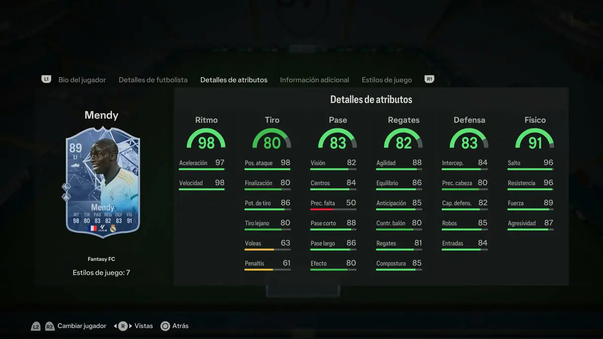 Stats in game Mendy Fantasy FC EA Sports FC 24 Ultimate Team