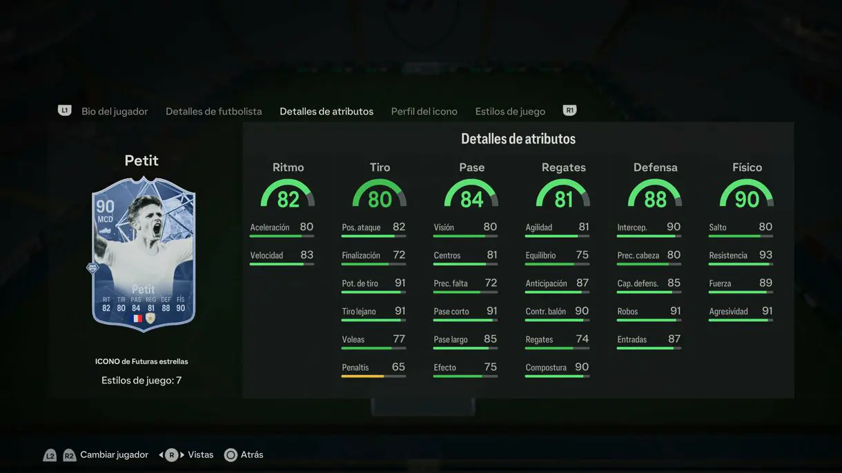 Stats in game Petit Icono Futuras Estrellas EA Sports FC 24 Ultimate Team