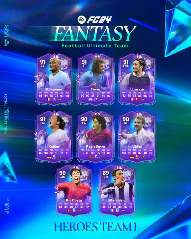 Todas las cartas del primer equipo Héroes del Fantasy FC EA Sports FC 24 Ultimate Team
