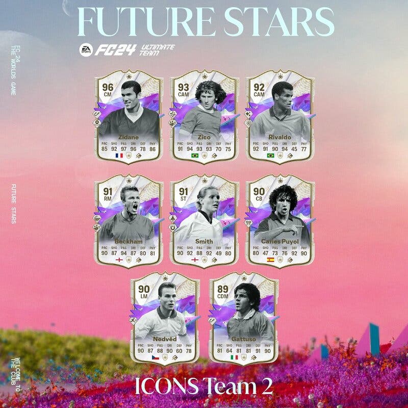 Todas las cartas del segundo equipo de Iconos de Futuras estrellas de EA Sports FC 24 Ultimate Team