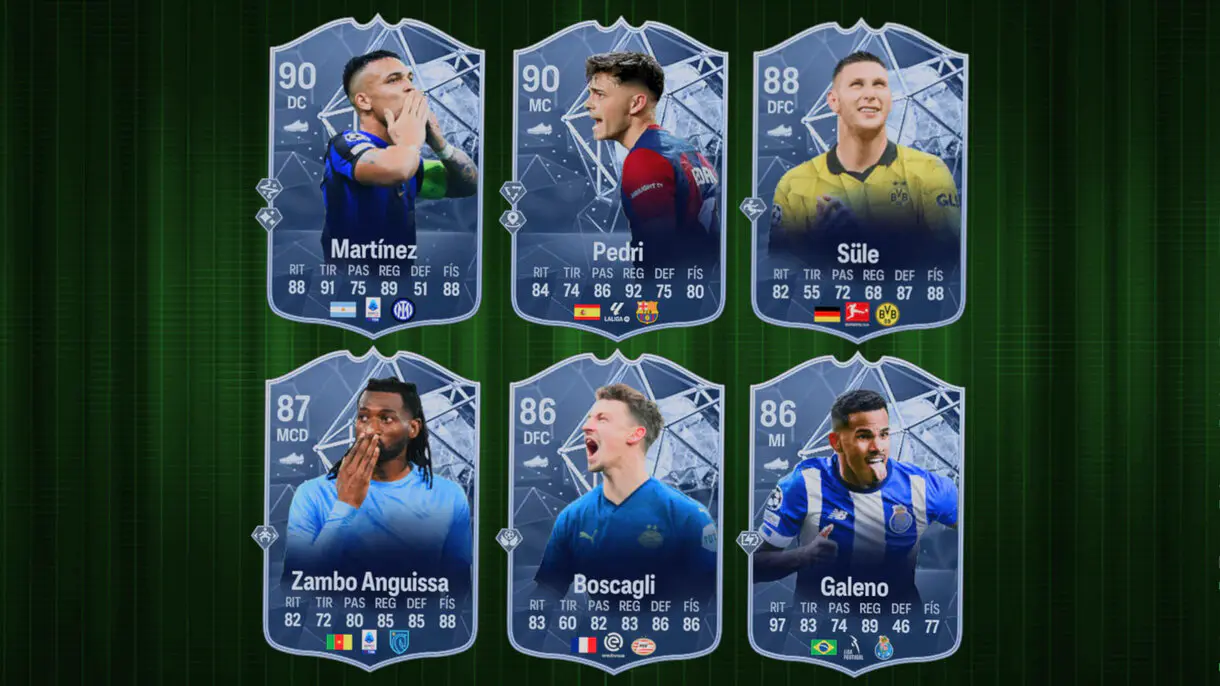 Diseño con las cartas RTTF (en conceptuales) de Martínez, Pedri, Süle, Zambo Anguissa, Boscagli y Galeno EA Sports FC 24 Ultimate Team