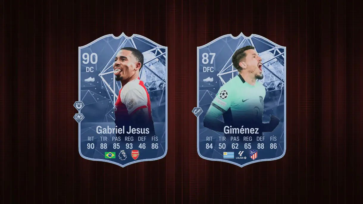 Diseño con las cartas RTTF (en conceptuales) de Gabriel Jesús y Giménez EA Sports FC 24 Ultimate Team
