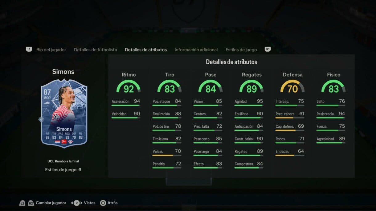 Stats in game Simons RTTF EA Sports FC 24 Ultimate Team