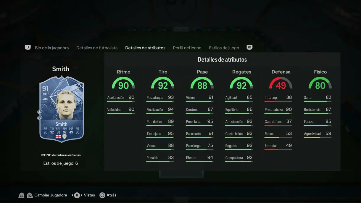 Stats in game Smith Icono de Futuras estrellas EA Sports FC 24 Ultimate Team
