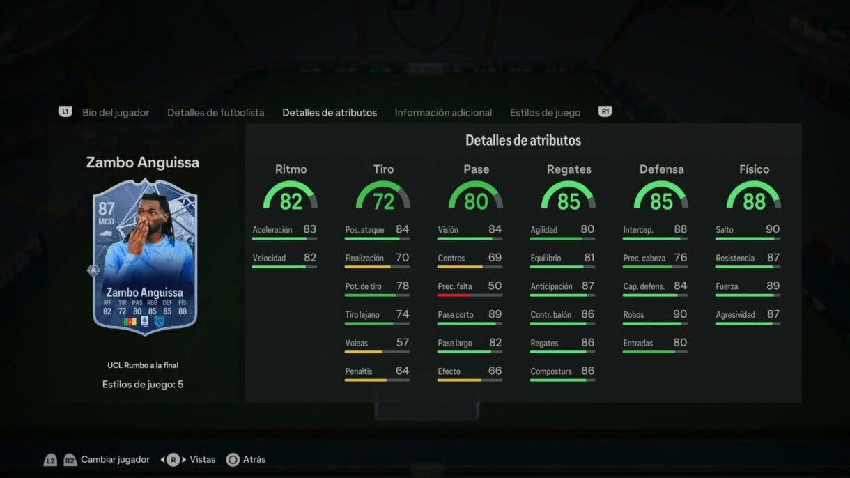 Stats in game Zambo Anguissa RTTF EA Sports FC 24 Ultimate Team