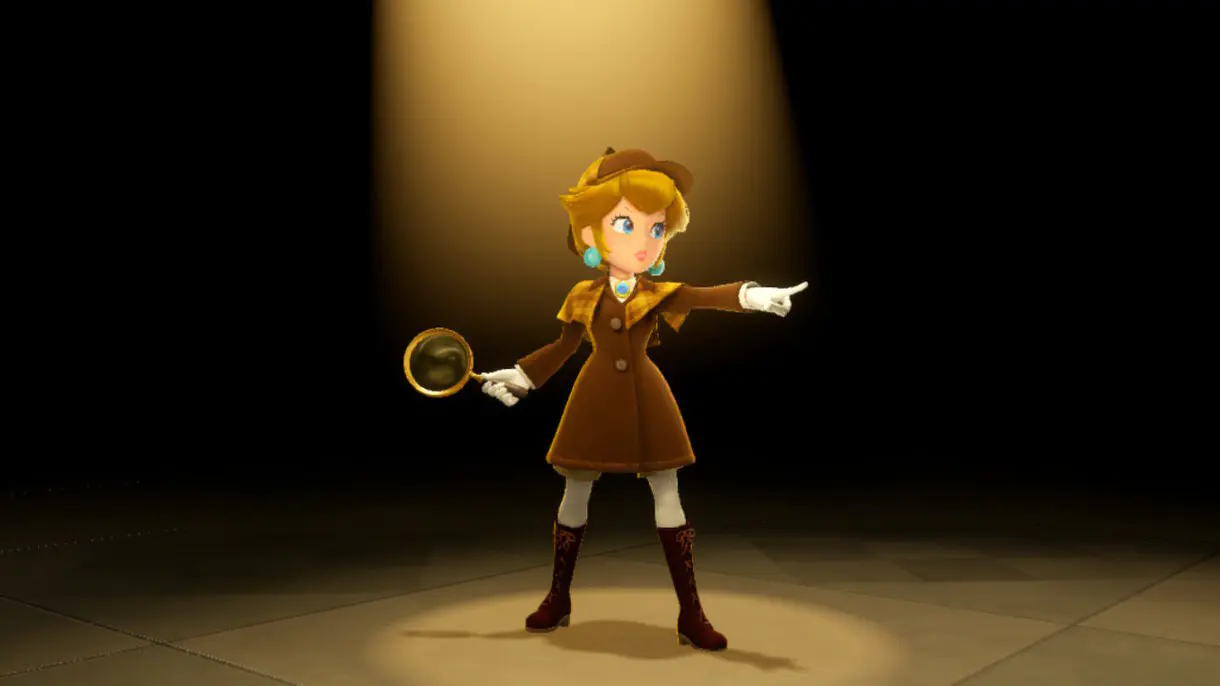 La princesa Peach vestida como un detective