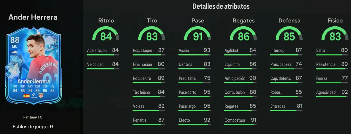 Stats in game Ander Herrera Fantasy FC EA Sports FC 24 Ultimate Team