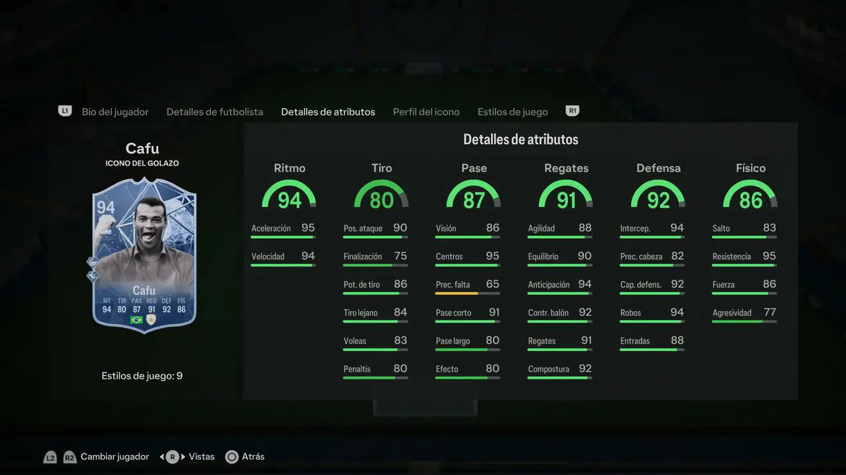 Stats in game Cole Icono del GOLAZO EA Sports FC 24 Ultimate Team