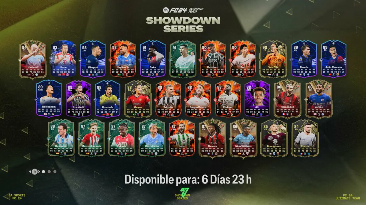 Pantalla de carga con todas las versiones especiales antiguas que regresan con Showdown Series a EA Sports FC 24 Ultimate Team