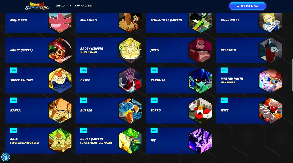 dragon ball sparking zero broly character screen