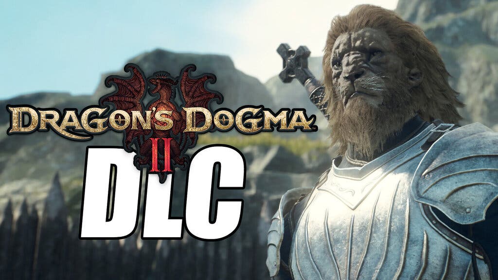 Un NPC de Dragon's Dogma 2 mirando al horizonte junto al logo del juego