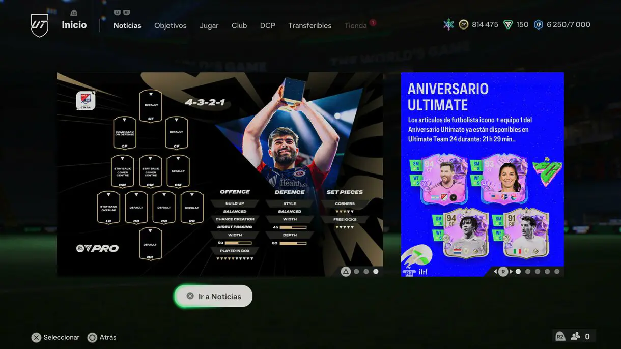 Menú general EA Sports FC 24 Ultimate Team mostrando las tácticas del campeón de la MLS Cup