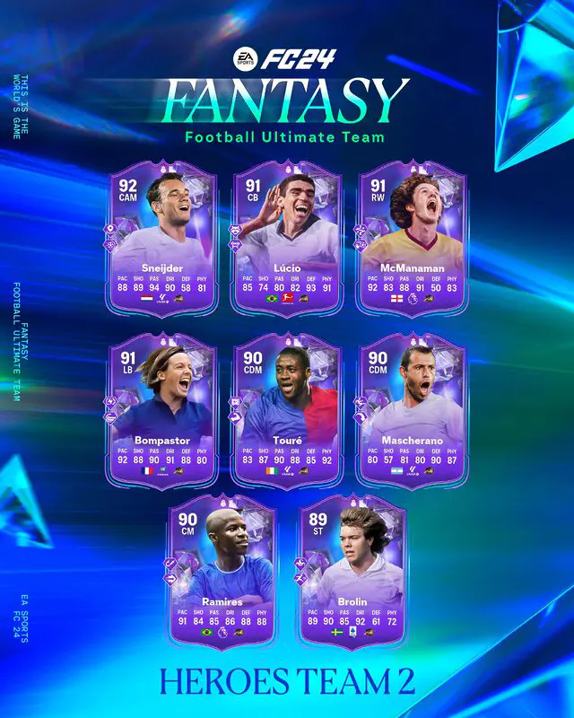 Cartas del segundo equipo de Héroes del Fantasy FC de EA Sports FC 24 Ultimate Team