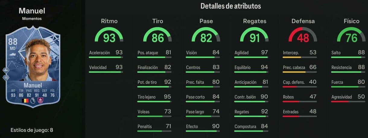 Stats in game Manuel Moments EA Sports FC 24 Ultimate Team