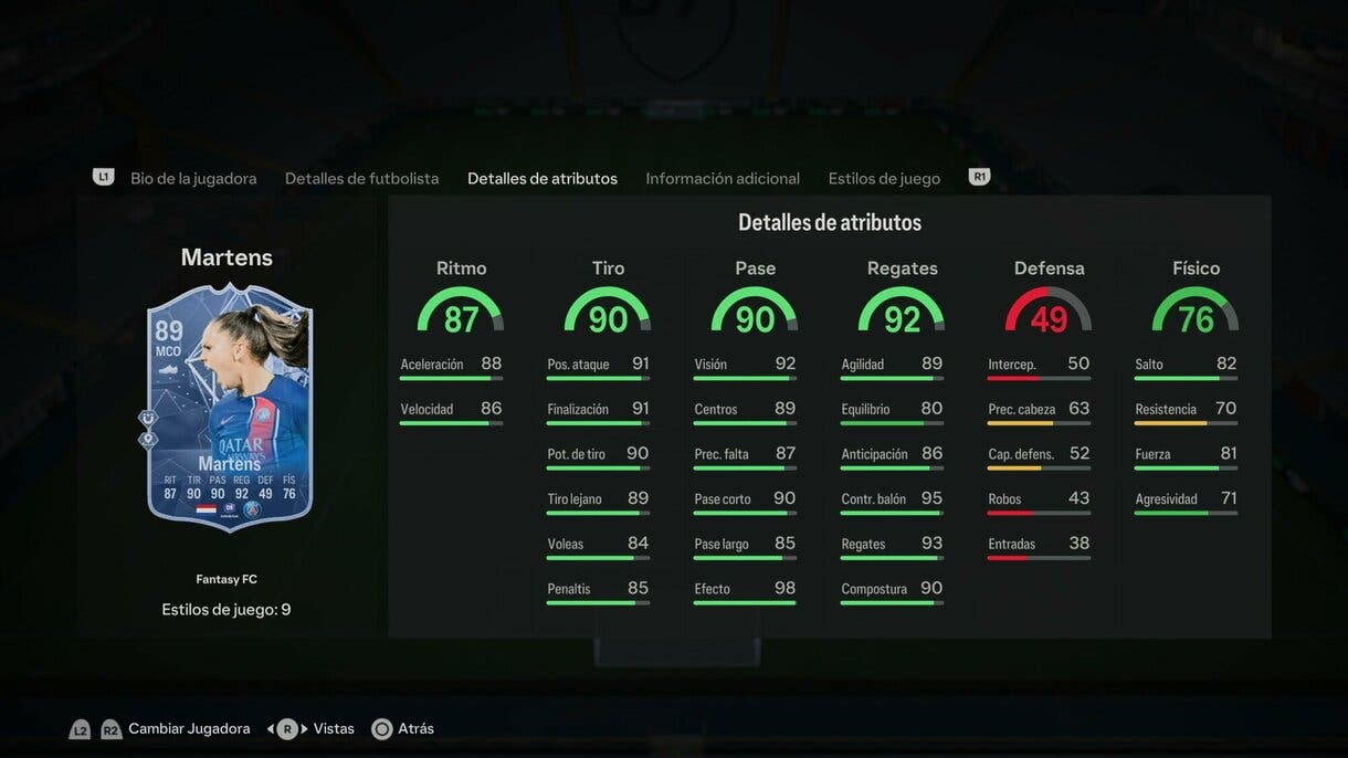 Stats in game Martens Fantasy FC EA Sports FC 24 Ultimate Team