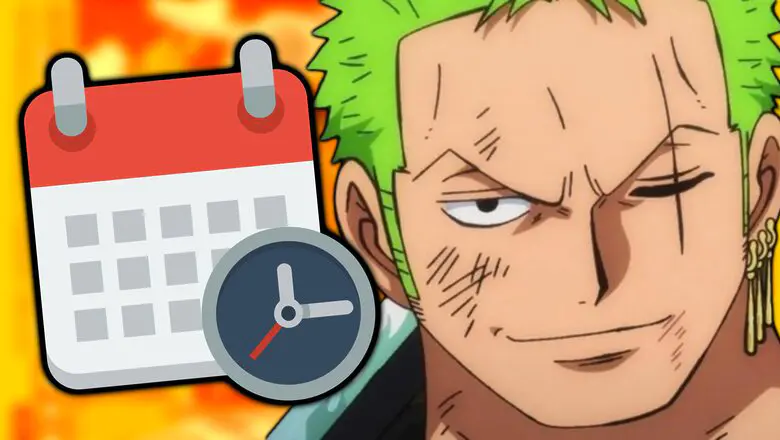 Zoro junto a un calendario