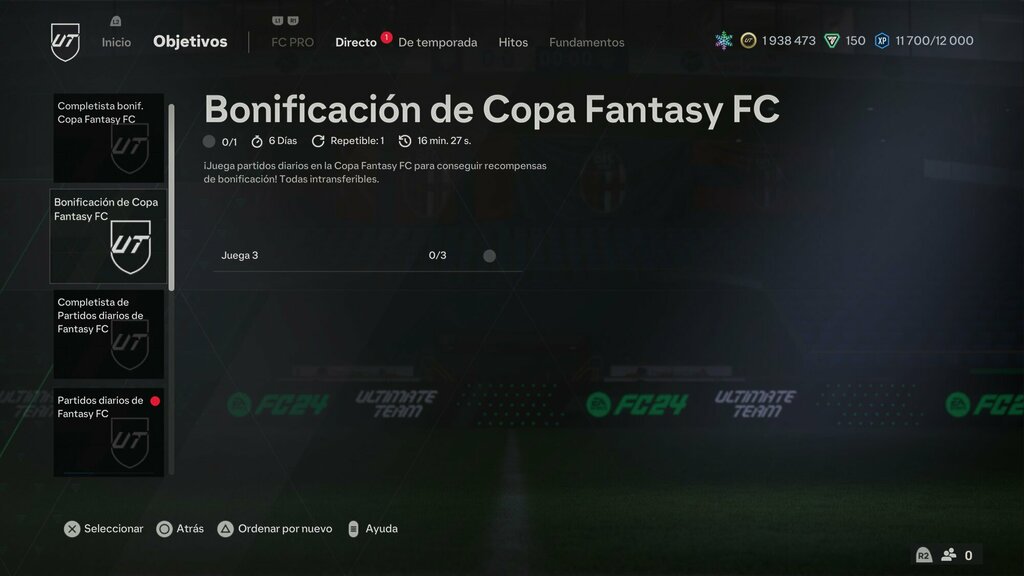 problema con los objetivos de bonificacion de copa fantasy fc ea sports fc 24