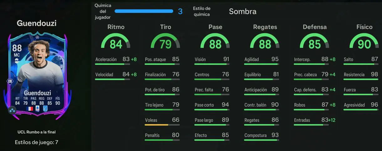 Stats in game Guendouzi RTTF EA Sports FC 24 Ultimate Team