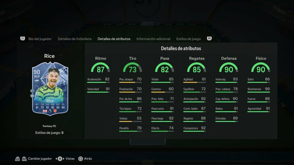 Stats in game Rice Fantasy FC EA Sports FC 24 Ultimate Team