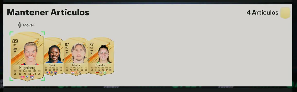 Artículos sin asignar oros de Hegerberg, Diani, Modric y Oberdorf EA Sports FC 24 Ultimate Team