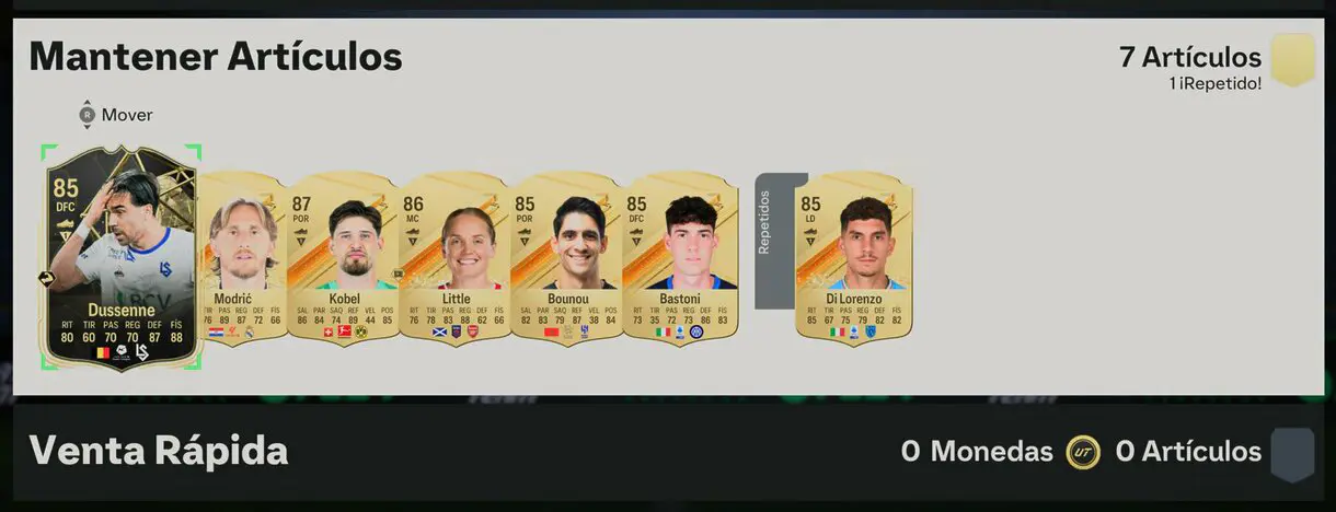 Artículos sin asignar Dussenne IF y los oros de Modric, Kobel, Little, Bounou, Bastoni y Di Lorenzo EA Sports FC 24 Ultimate Team