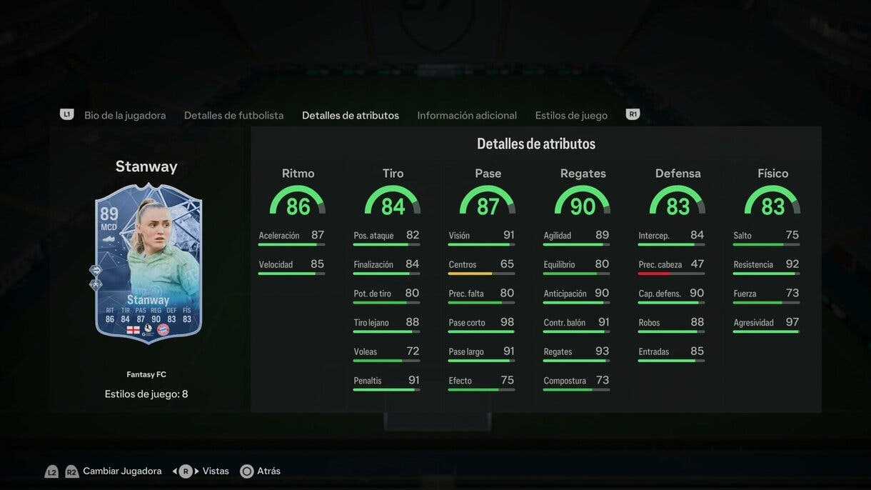 Stats in game Stanway Fantasy FC EA Sports FC 24 Ultimate Team