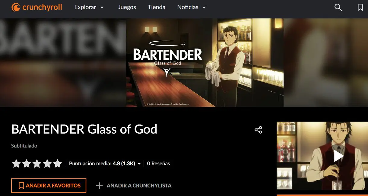 Anime de Bartender