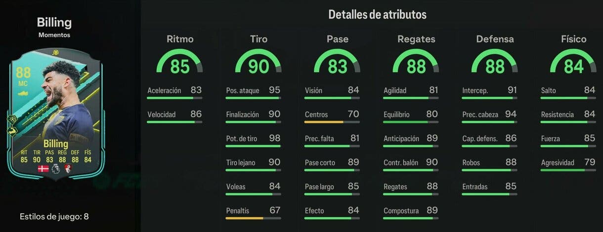 Stats in game Billing Moments EA Sports FC 24 Ultimate Team