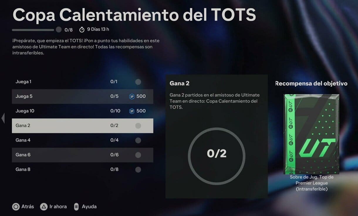 Objetivo Gana 2 de Copa Calentamiento del TOTS EA Sports FC 24 Ultimate Team