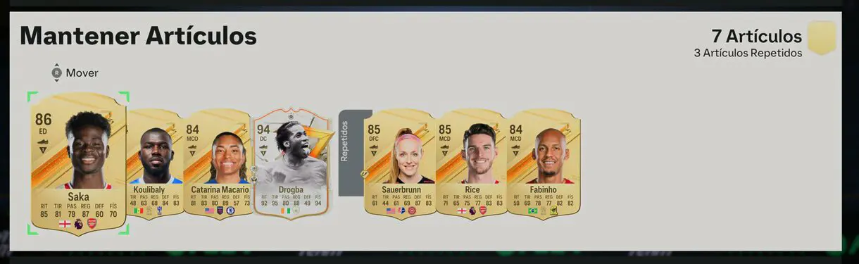 Artículos sin asignar Drogba Icono del GOLAZO y cartas oro Saka, Koulibaly, Macario, Sauerbrunn, Rice y Fabinho EA Sports FC 24 Ultimate Team