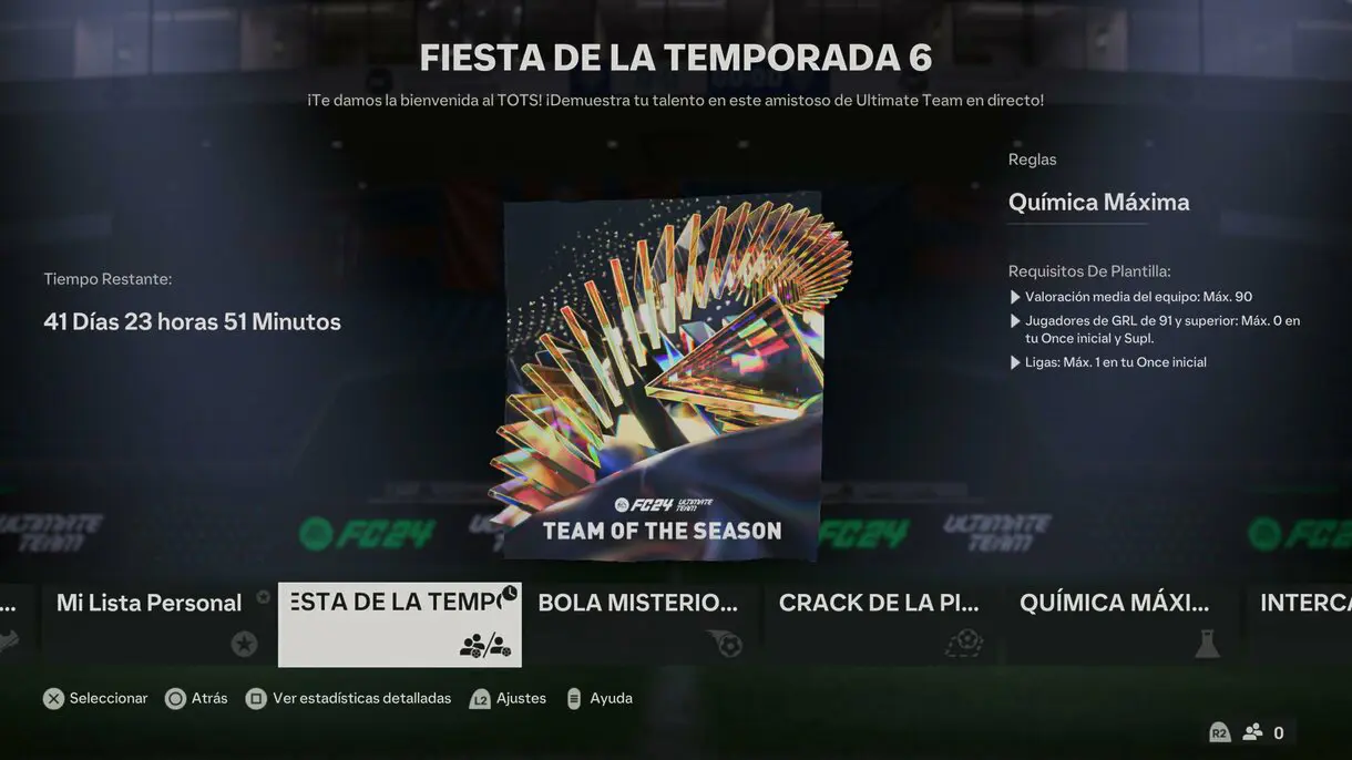 Fiesta de la temporada 6 desde el menú de amistosos online de EA Sports FC 24 Ultimate Team