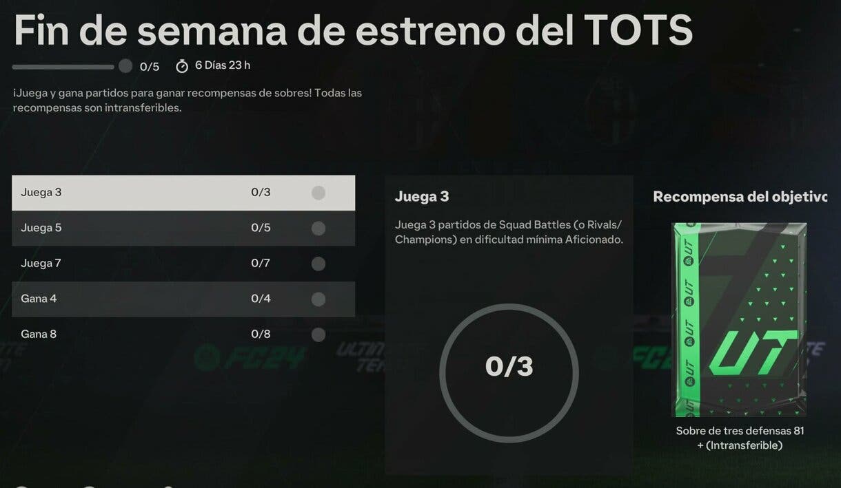 Objetivos Fin de semana de estreno del TOTS EA Sports FC 24 Ultimate Team