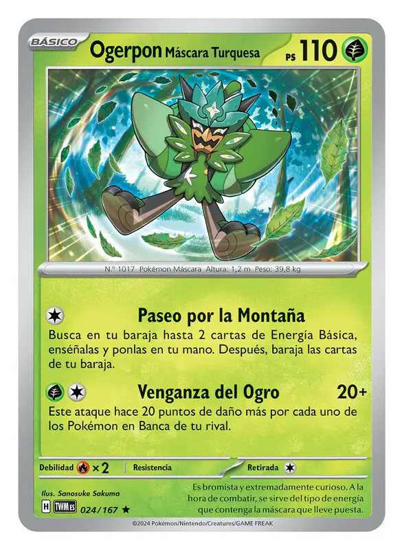JCC Pokémon Mascarada Crepuscular Ogerpon Turquesa