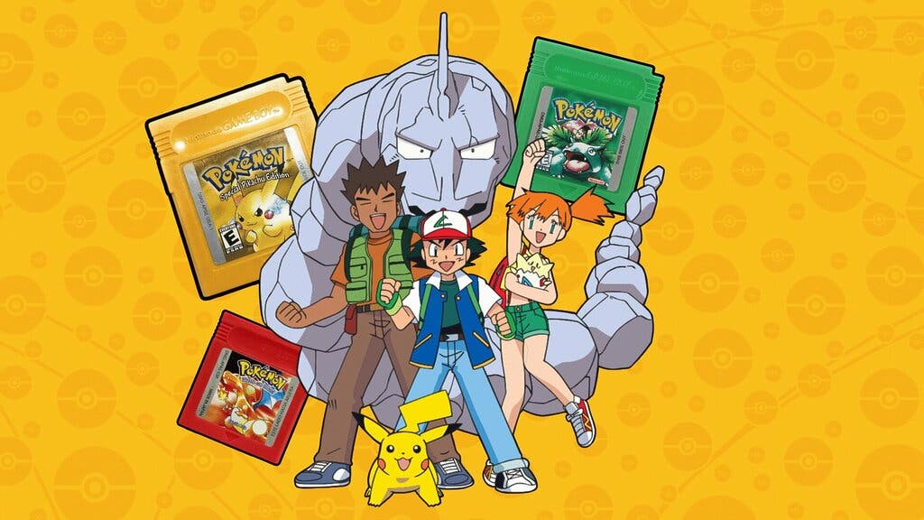Ilustración de Pokémon junto a videojuegos de Game Boy de la franquicia.