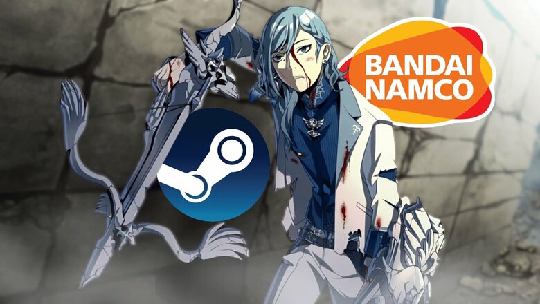 Personaje de Ray Gigant junto a los logos de Steam y Bandai Namco