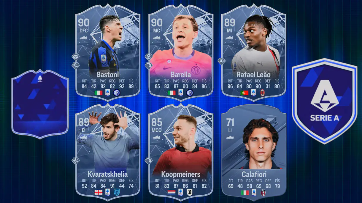 Diseño con algunas de las mejores cartas en EA Sports FC 24 Ultimate Team de los nominados al POTM de la Serie A de marzo