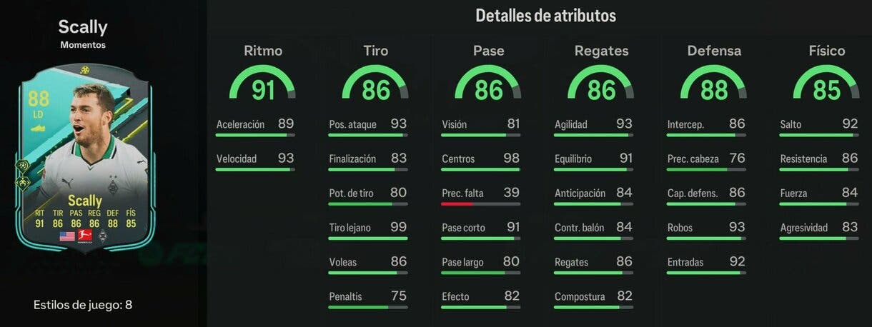 Stats in game Scally Moments EA Sports FC 24 Ultimate Team