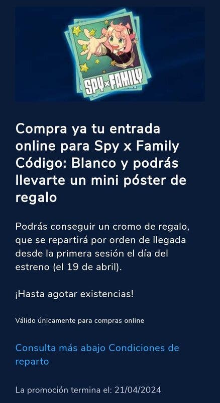 Spy x Family Codigo Blanco regalo cine