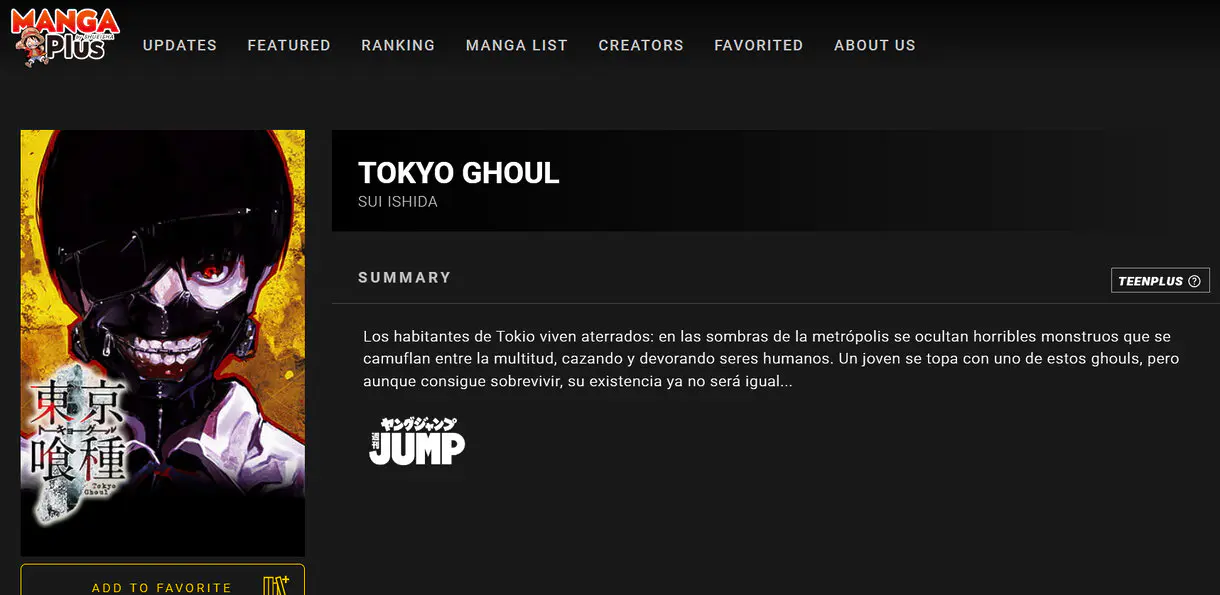 Tokyo Ghoul en manga plus