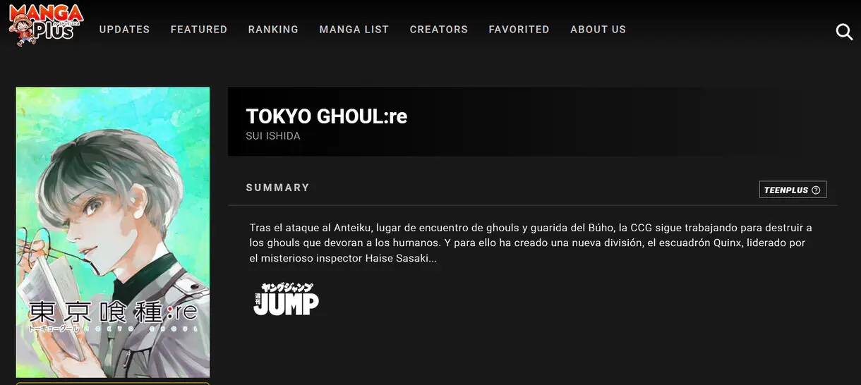 Tokyo Ghoul:re en manga plus