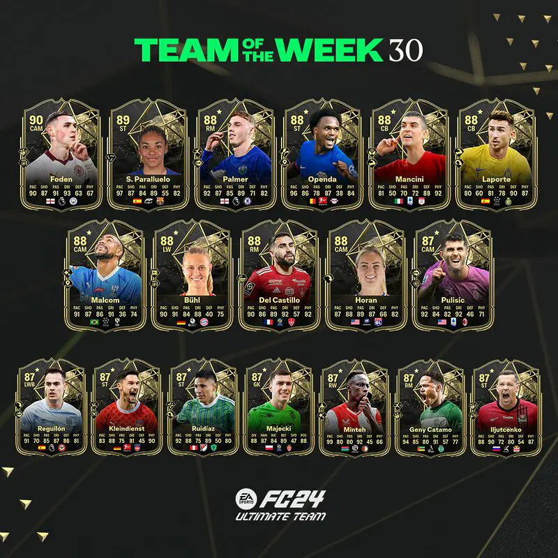 Todas las cartas del TOTW 30 de EA Sports FC 24 Ultimate Team