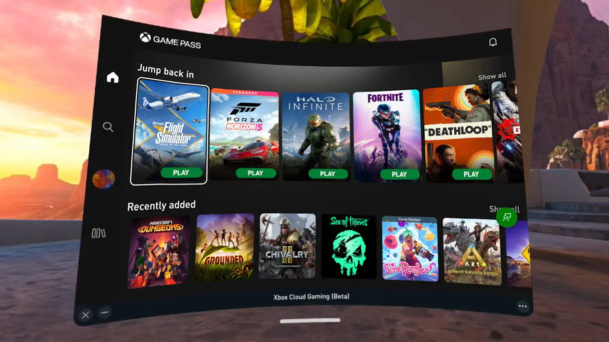 Así se ve Xbox Game Pass en unas Meta Quest