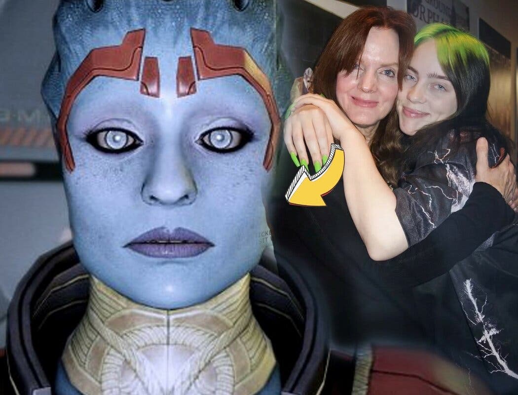 Billie Eilish y su madre, Maggie Baird, junto a Samara de Mass Effect.