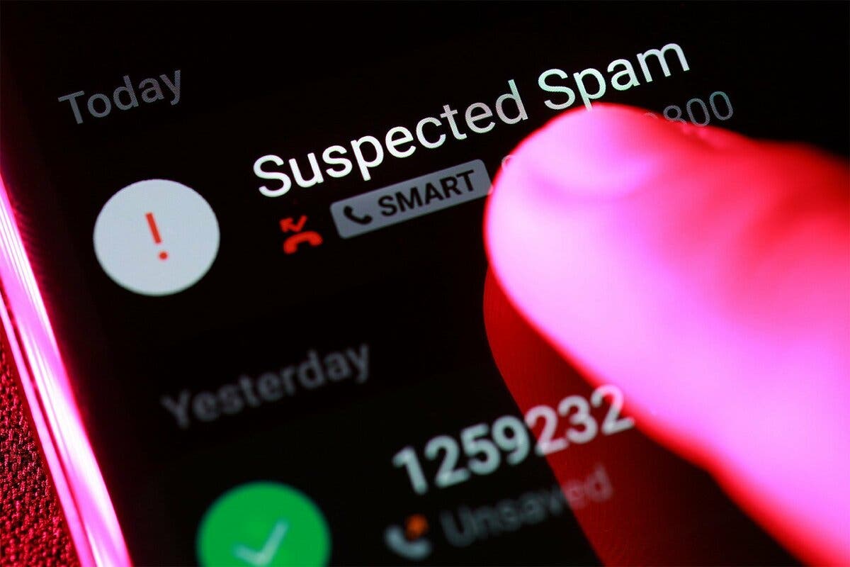Una alerta de Android por llamada sospechosa de spam.