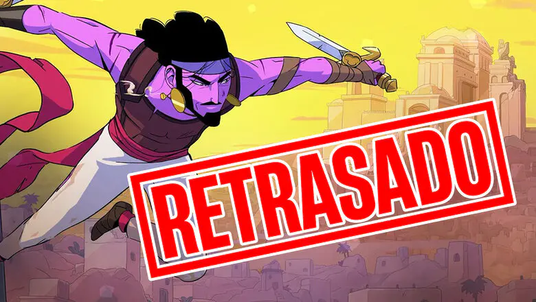 Imagen oficial de The Rogue Prince of Persia junto a un cartel que dice Retrasado